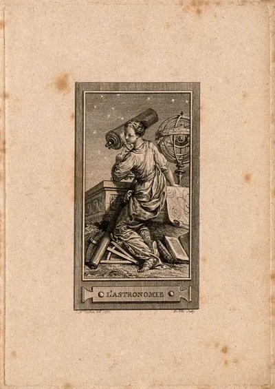 A female figure among astronomical apparatus: representing astronomy