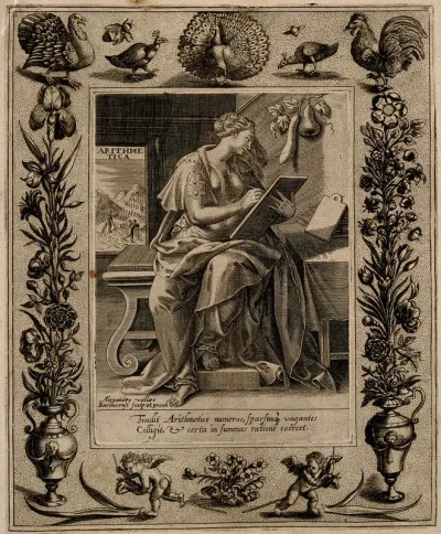 A female figure book keeping; representing arithmetic