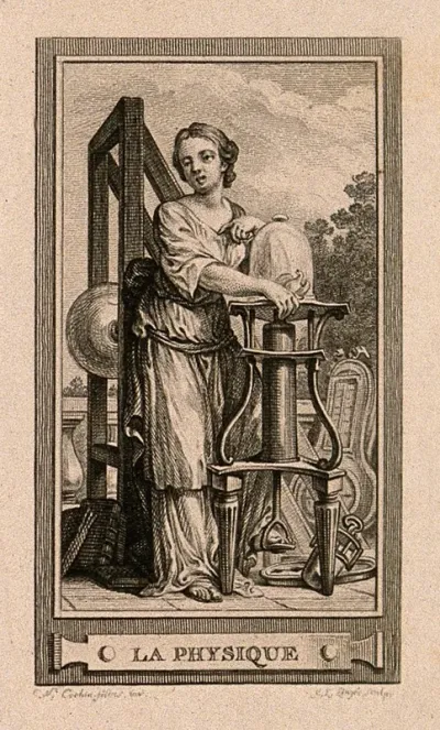 A female figure with a vacuum pump; representing physics