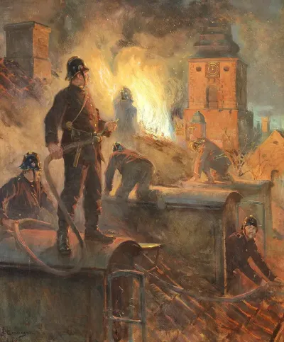 A fire near the church of St. Petri.