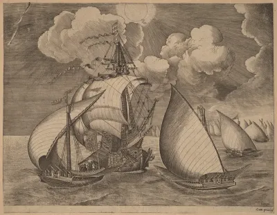 A Fleet of Galleys Escorted by a Caravel