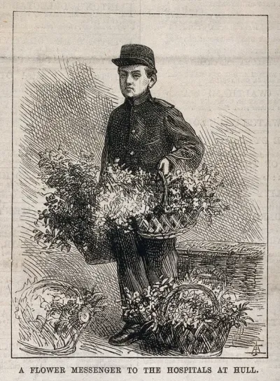 A flower boy at Hull Hospitals, Hull, Yorkshire