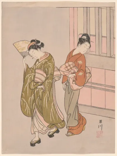 A Folding Fan-A Clear Day (Ogi no seiran), from the series Eight Parlor Views (Zashiki hakkei)