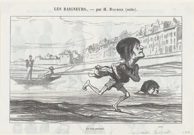 A forbidden swimming pleasure, from 'The bathers,' published in Le Petit Journal pour Rire, August 6, 1864