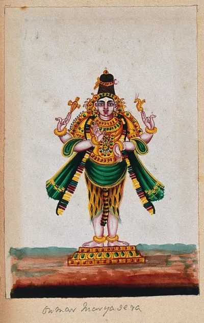 A four-armed image of Lord Shiva