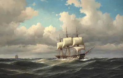 A French ship of the line in a gale.