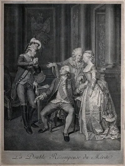 A French soldier returning from the American War of Independence is rewarded with the Order of Saint Louis and the hand of a rich man's daughter as his bride