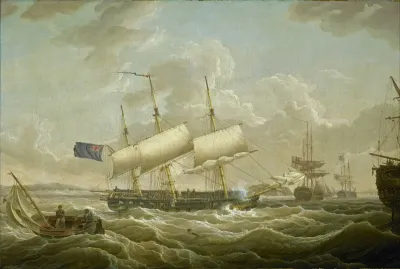 A Frigate Coming to Anchor in the Mersey