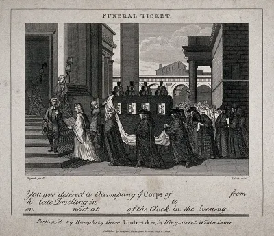 A funeral procession entering a church