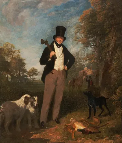 A gentleman with shooting and the day's bag
