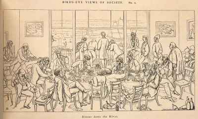 A gentlemen's dinner looking out onto the river