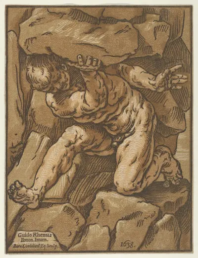 A giant supporting a rock
