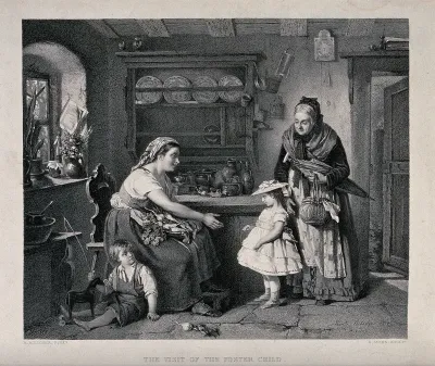 A girl is brought by an old woman to visit her former foster-mother and wet nurse in a cottage