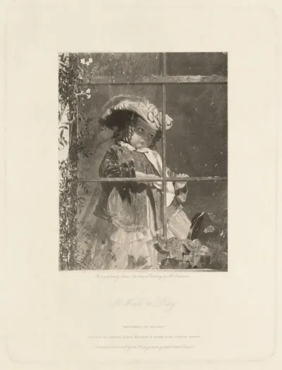 A girl looking through a window on a rainy day, disappointed that her walk outside will be cancelled