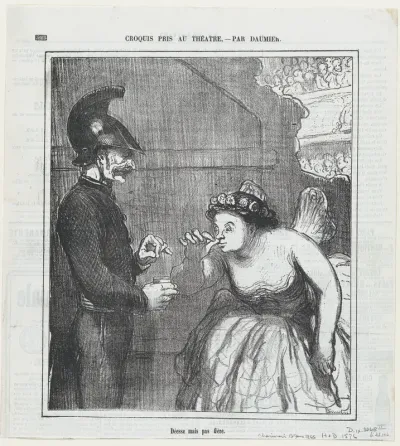 A goddess, but not proud at all, from 'Theater sketches,' published in Le Charivari, June 12, 1865