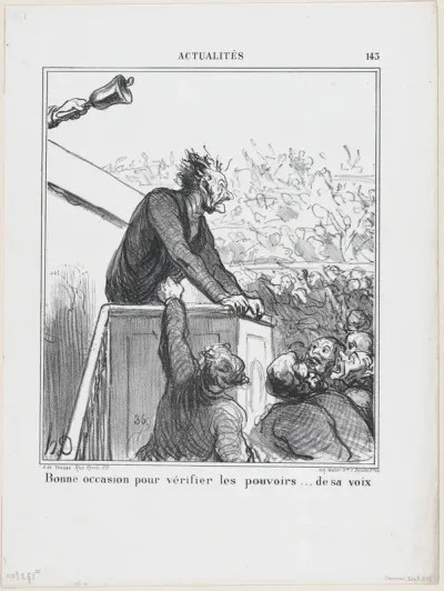 A good occasion to test the power of his voice, from 'News of the day,' published in "Le Charivari"