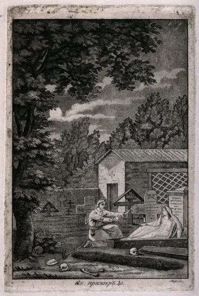 A gravedigger observes the resurrection of a dead woman