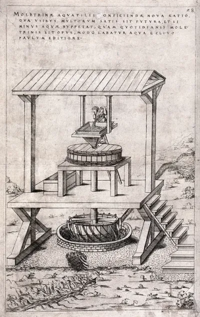 A grinding mill operated by water power