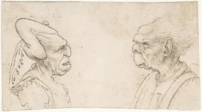 A Grotesque Couple: Old Woman with an Elaborate Headdress and 
Old Man with Large Ears and Lacking a Chin