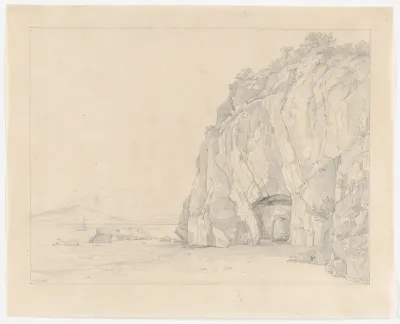 A Grotto near Sorrento, with a Distant View of the Vesuvius