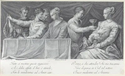 A group of elegantly dressed people drinking