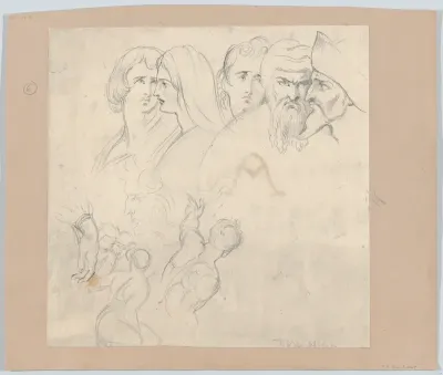 A group of five heads with other studies