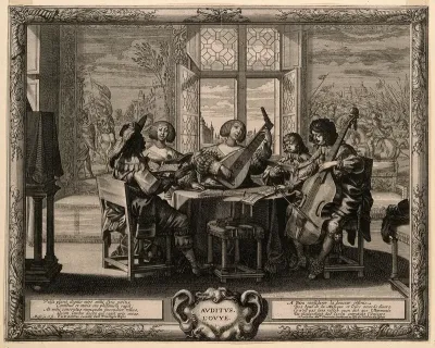 A group of musicians; representing the sense of hearing