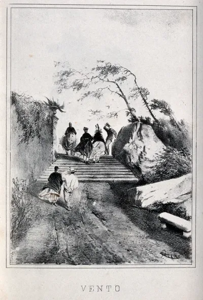A group of people walking in a windy weather