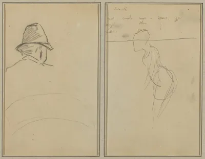 A Head of Man with Hat, Seen from Behind; A Standing Woman [recto]
