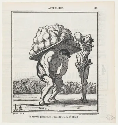 A Hercules who even beats those at the Saint-Cloud Fair, from 'News of the day,' published in Le Charivari, September 7, 1868