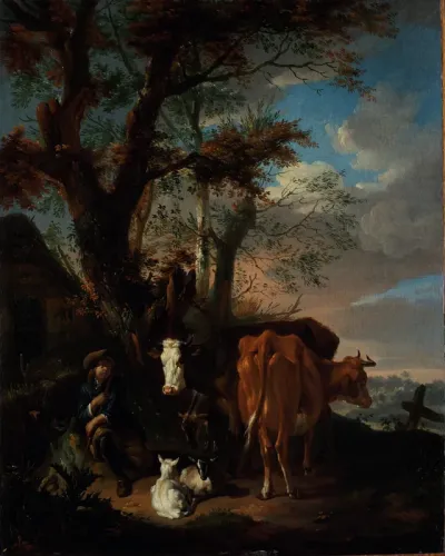 A Herdsman with Cattle and Sheep