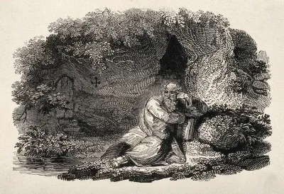 A hermit in meditation: the hermit of Warkworth, Northumbria