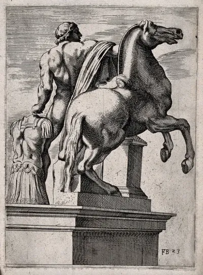 A horse-tamer. Etching by F. Perrier