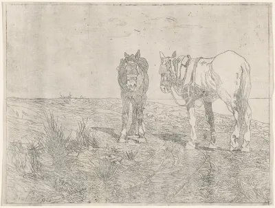 a) Horses at Rest (recto); b) Horses at Rest (verso) (Sosta di cavalli)