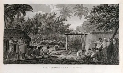 A human sacrifice witnessed by Captain Cook on the island of Tahiti