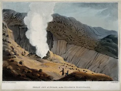 A jet of steam on a sulphur mountain, Iceland