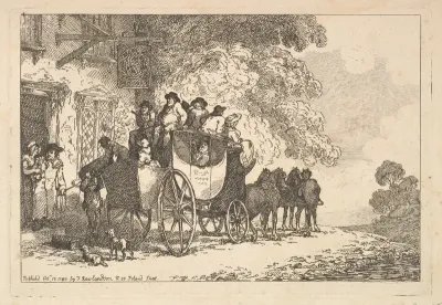 A Laden Stage Coach Outside a Post House