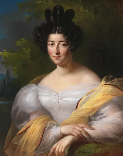 A lady in a white frock