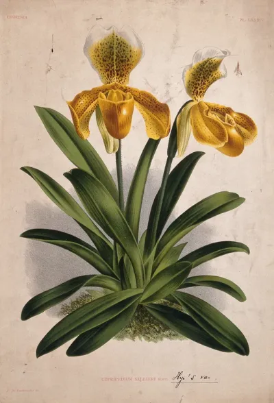 A lady's slipper orchid (Cypripedium sallieri): flowering plant