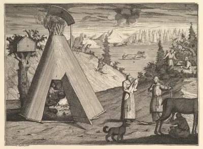 A Lapland Hut (Aubry de La Mottraye's "Travels throughout Europe, Asia and into Part of Africa...," London, 1724, vol. II, pl. 38)
