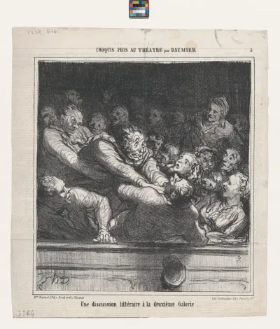A literary argument on the second tier, from 'Theater sketches,' published in Le Charivari, February 27, 1864