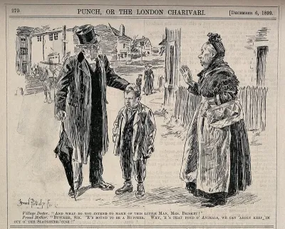 A local doctor asking a mother what career she thinks her son will pursue, she insists he is going to be a butcher due to his love of animals and the time he spends at the slaughter-house