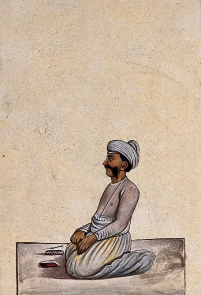 A Lucknow courtier kneeling down