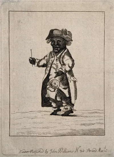 A male dwarf, dressed eccentrically