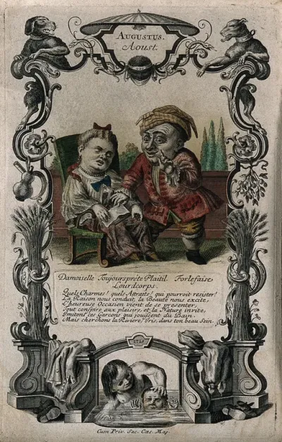 A male dwarf sexually aroused by a sleeping female dwarf