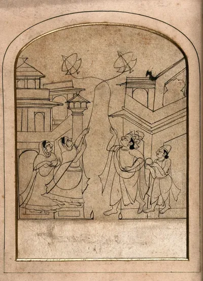 A man and a woman flying kites watched by another couple