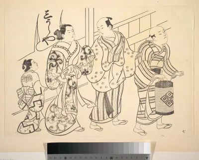 A Man Attended by a Servant Carrying a Lantern