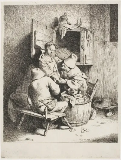 A Man Caressing the Young Hostess