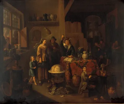 A man examining a urine flask