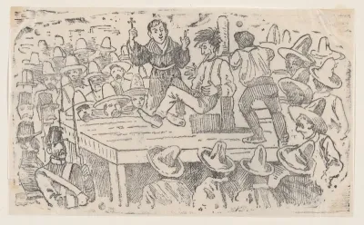 A man executed by garroting in the town square at Mixalco